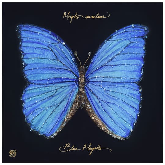 Empire Art Direct 24" x 24" Blue Monarch Elegance I Crystallus Gallery Epoxy Coated Wrapped Canvas Wall Art